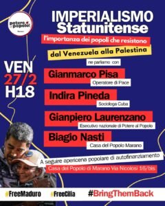 MARANO. Alla Casa del Popolo l’incontro “Imperialismo statunitense: l’importanza dei popoli che resistono, dal Venezuela alla Palestina”