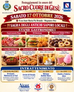 MUGNANO. Sagra degli Antichi Sapori Locali: sabato 17 ottobre stand gastronomici e spettacoli in piazza Suor Maria Pia Brando