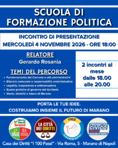 MARANO. Alla Casa dei Diritti parte la Scuola di Formazione Politica